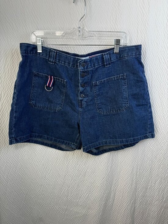 Tommy Hilfiger Pants - Tommy Hilfiger Womens Denim Button Fly Jean Shorts D-Ring Accent & Pockets